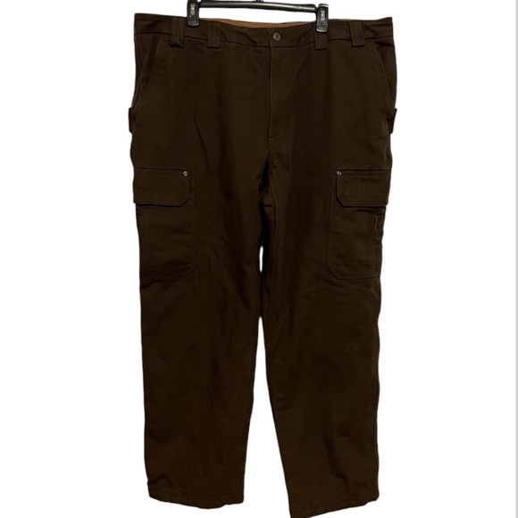 Duluth Dark Brown Fire Hose Fleece Lined Cargo Pants Relaxed Fit Size 44x34 - Picture 1 of 11